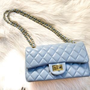 LTL London Seville Vegan Quilted Double Flap Bag